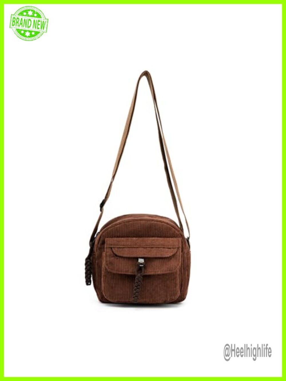 Corduroy Crossbody Bag Mini Shoulder Handbag with Zipper Pocket